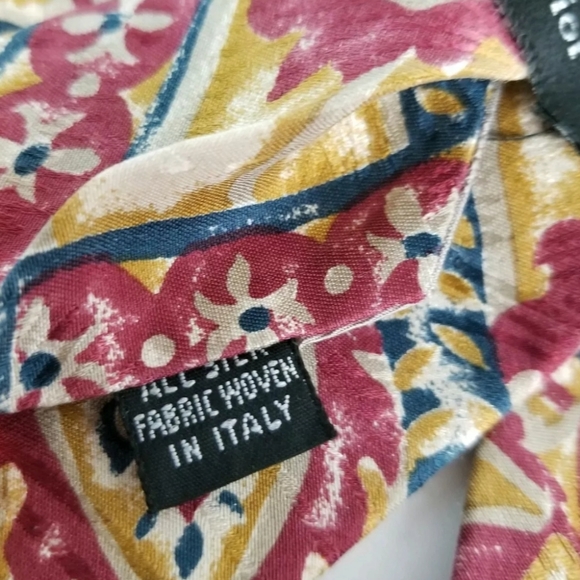 Christian Dior Silk Tie Mustard Dark Pink Blue - Picture 8 of 8